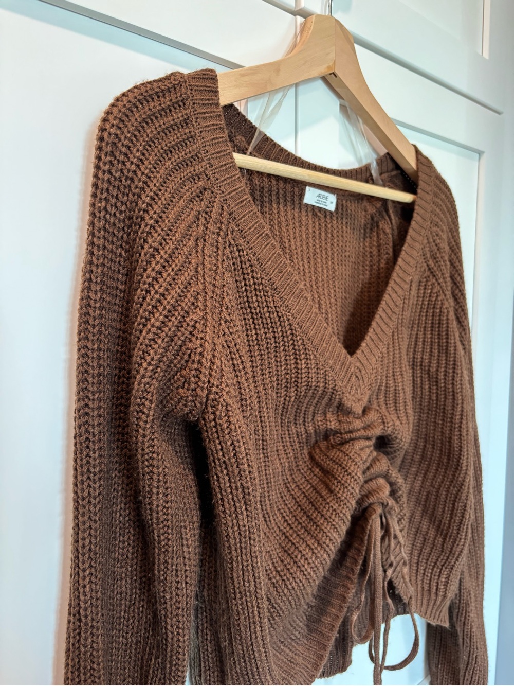 Ardene Brown Ruched Drawstring Knit Sweater - Picture 4 of 6